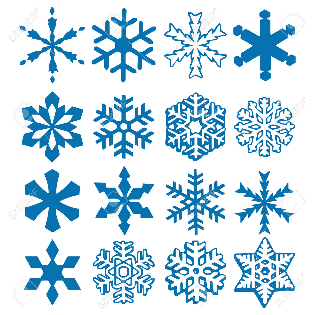Snowflake Vector Icon Background Set Blue Color Winter White Royalty Free Cliparts Vectors And Stock Illustration Image 92712884