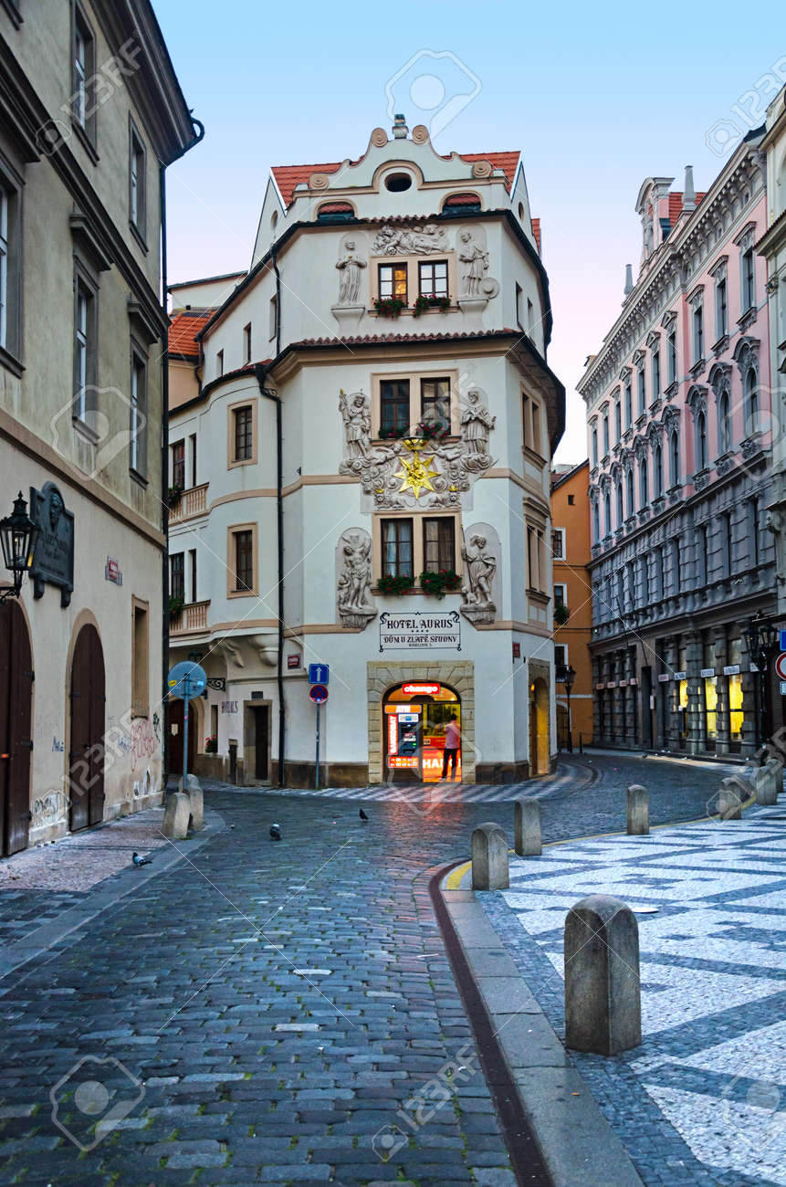 Street View Prague Czech Republic Prague, Czech Republic - Sep 07 Street View Illuminated At Morning Magical  City Of Prague On Sep 07, 2013 Stock Photo, Picture And Royalty Free Image.  Image 26644748.