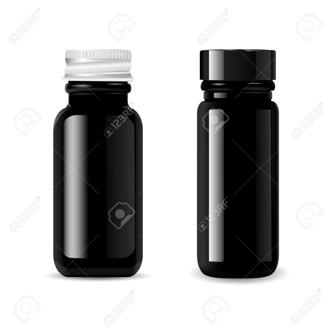 Download Black Glass Cosmetic Bottles Mockup Set With Black Glossy And Royalty Free Cliparts Vectors And Stock Illustration Image 126717396