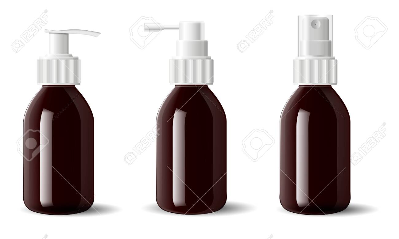 Download Amber Glass Medical Aerosol Containers Pump Dispenser For Liquid Royalty Free Cliparts Vectors And Stock Illustration Image 122318625