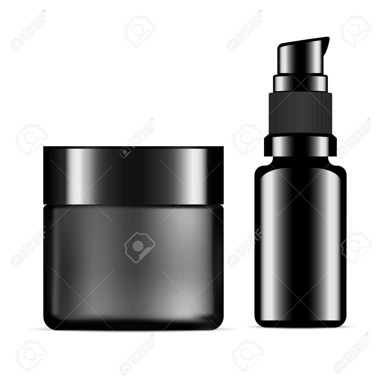 Download Black Round Cosmetic Container Serum Pump Bottle Matte Glass Royalty Free Cliparts Vectors And Stock Illustration Image 126717713