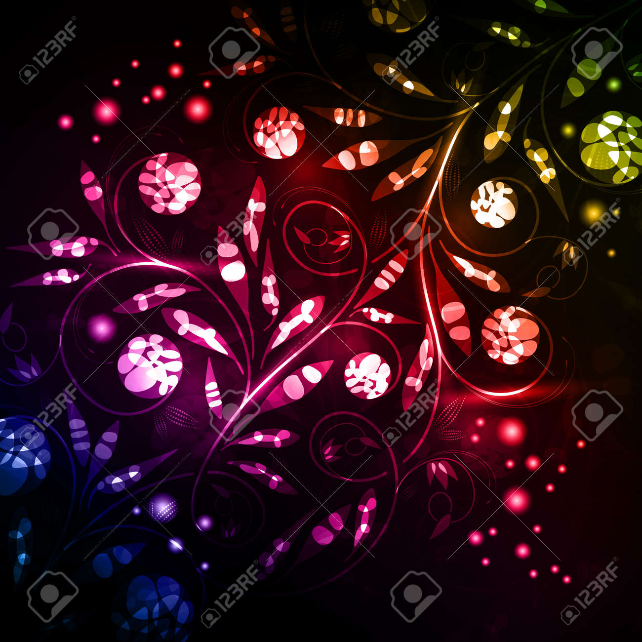 花の背景 ネオンの概要のイラスト素材 ベクタ Image