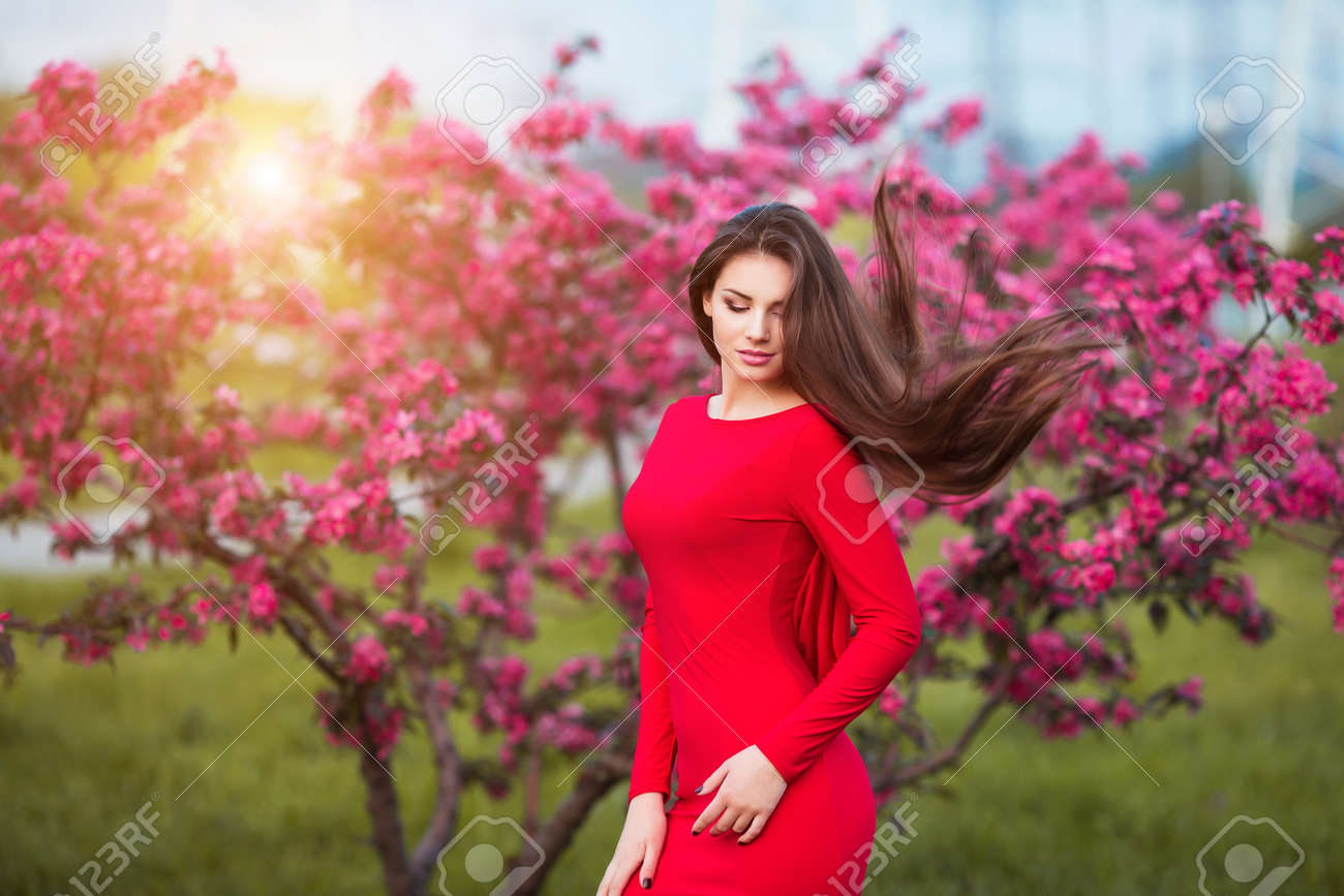 red dress with pink flowers