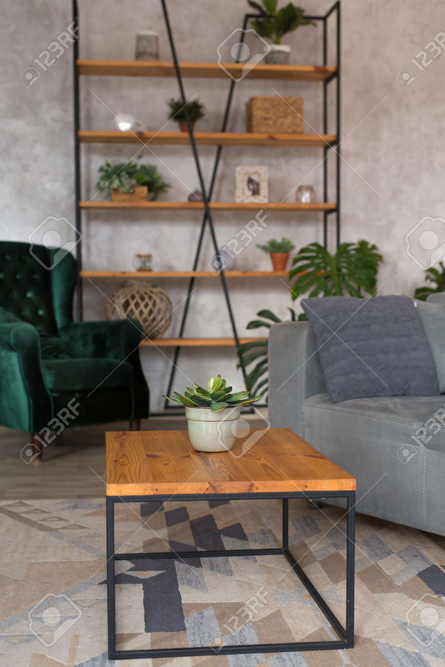 Interior of modern living room with comfortable chair - 163563504 Interior of modern living room with comfortable chair - 163563504