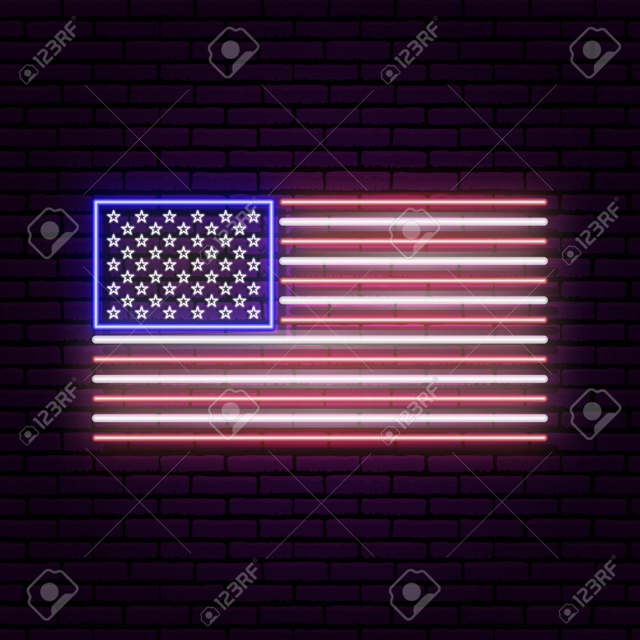 アメリカ国旗デザイン ネオンサインネオン管 アメリカ国旗デザイン ネオンサインネオン管