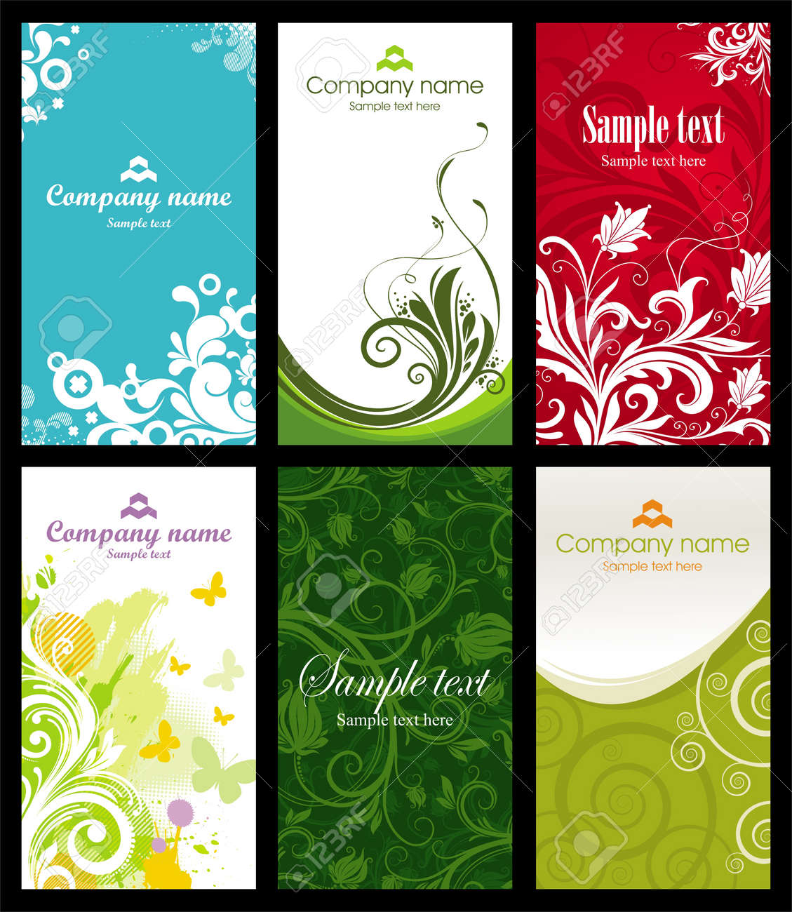 Vector set of six vertical ornate & pattern business cards - 9902995 Vector set of six vertical ornate & pattern business cards - 9902995