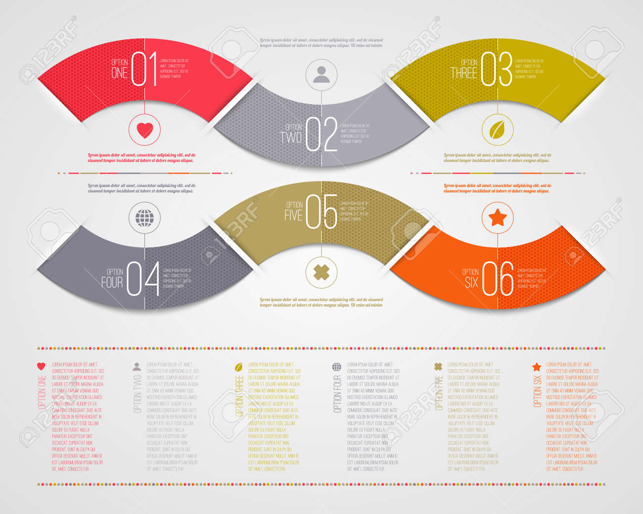 インフォ グラフィック デザイン テンプレート 抽象番号色紙波形のイラスト素材 ベクタ Image