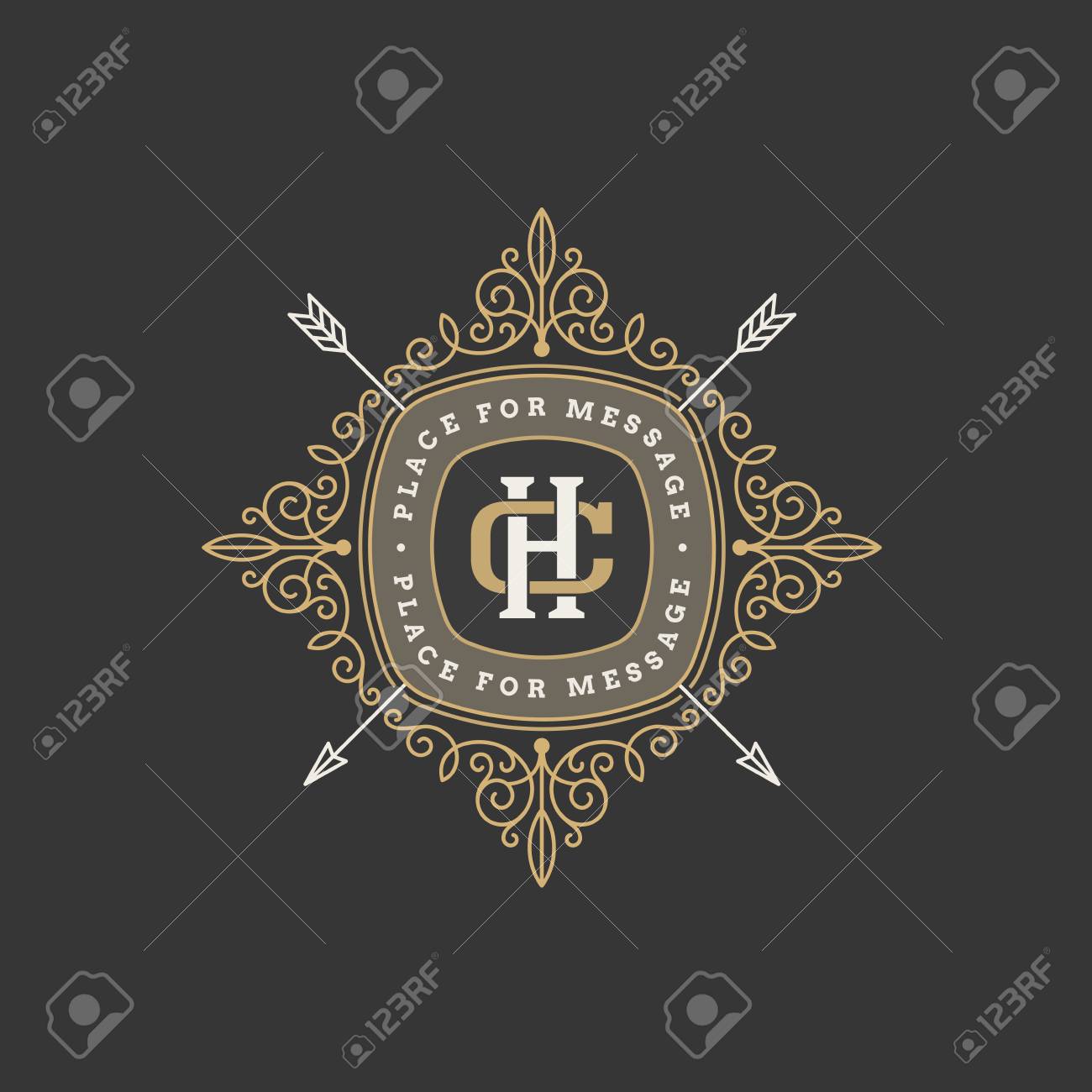 vintage monogram logo template with flourishes calligraphic elegant