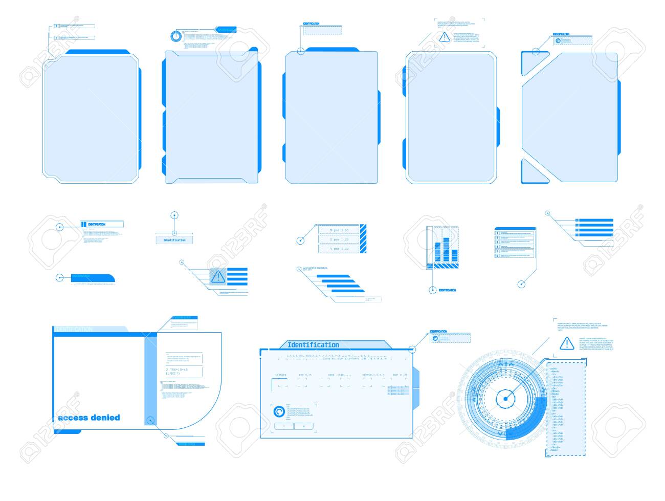 HUD UI GUI Futuristic User Interface Screen Elements Set. High Tech Screen  For Video Game. Sci-fi Concept Design. Square Frames Blocks Set HUD  Interface Elements. Futuristic Warning Frame Royalty Free SVG, Cliparts,