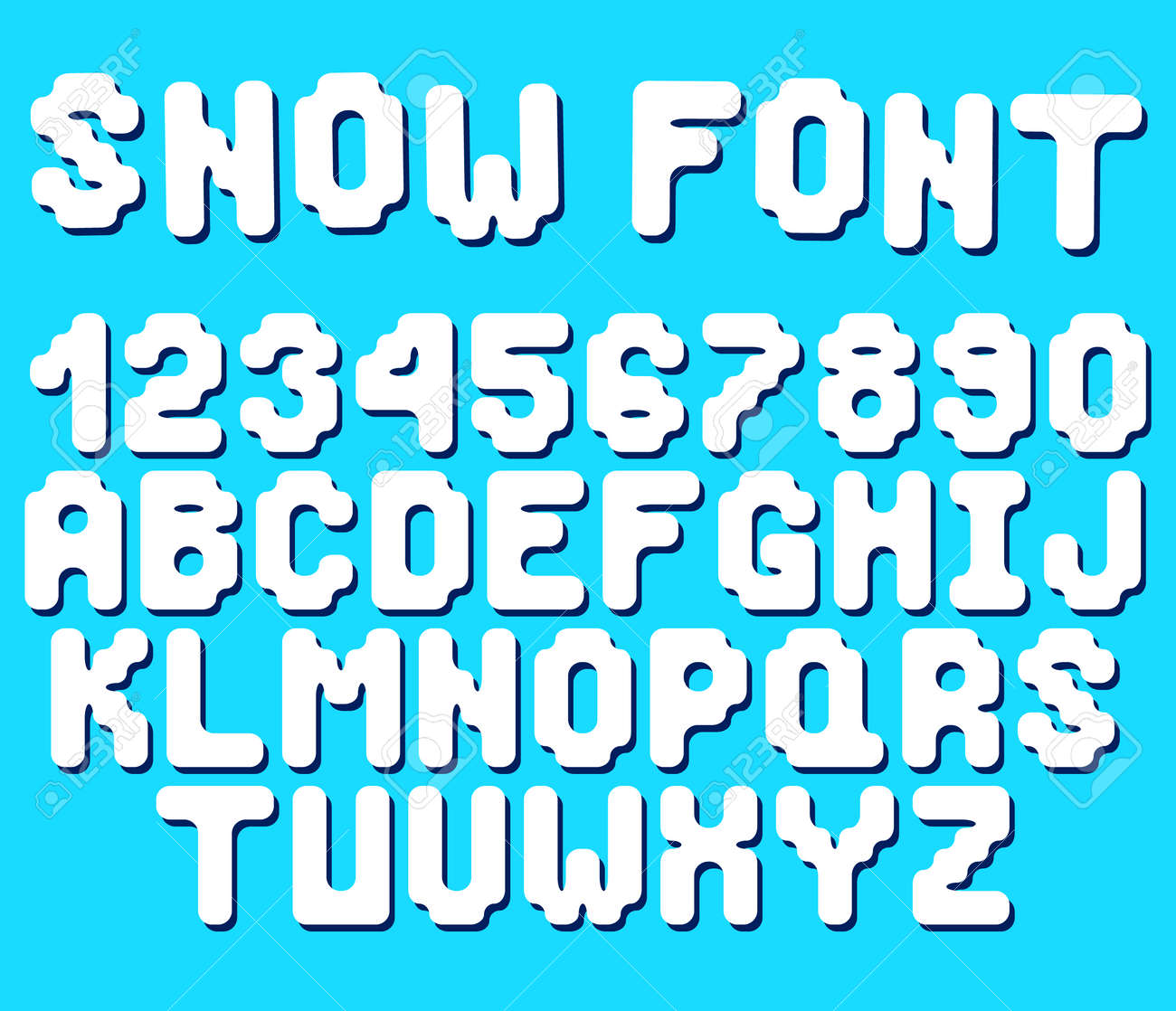 ベクター雪フォント 白い文字と数字のイラスト素材 ベクタ Image ベクター雪フォント 白い文字と数字のイラスト素材 ベクタ Image