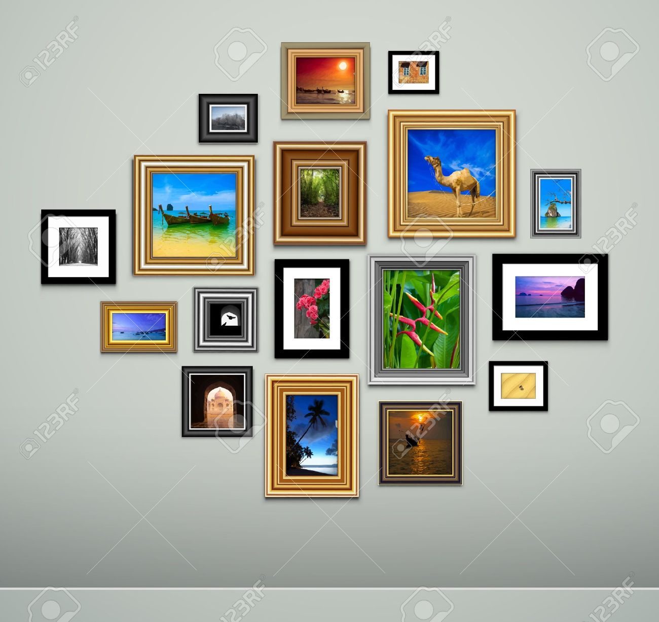 photo frames on wall vector vintage picture frames royalty free
