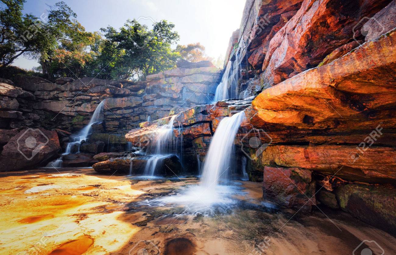 Waterfall And Mountain Landscape Fresh Water River Stream Flowing Stock Photo Picture And Royalty Free Image Image 27602116