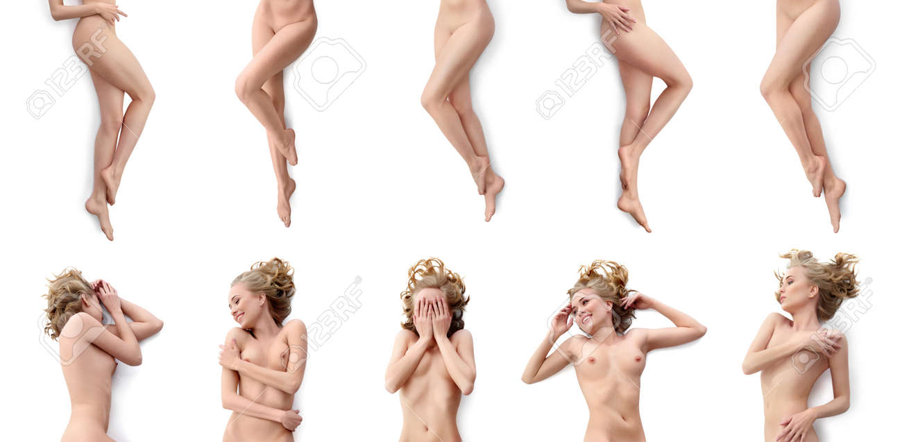 Conjunto De Colección De Hermosa Rubia Sexy Desnuda Aislada En Blanco  Fotos, retratos, imágenes y fotografía de archivo libres de derecho. Image  85327916