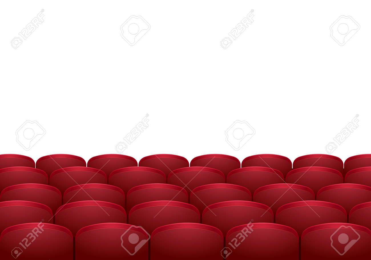 白い背景で隔離赤い映画館や劇場の座席の行 リアルなベクター イラストです のイラスト素材 ベクタ Image