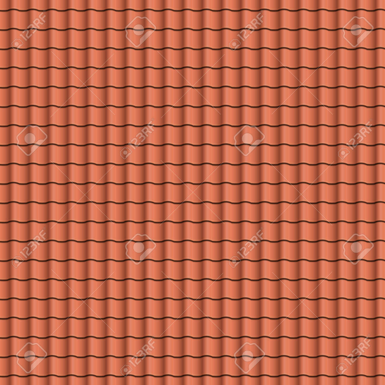 Red Roof Tiles Background Texture In Regular Rows Seamless Pattern