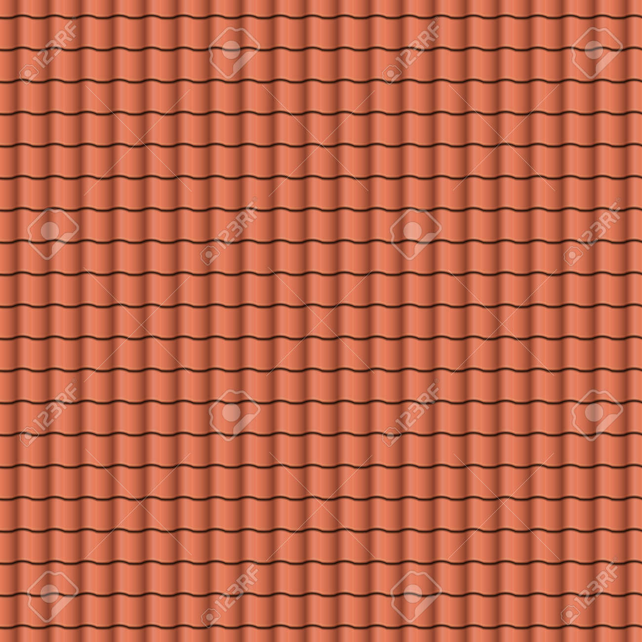 Red Roof Tiles Background Texture In Regular Rows Seamless Pattern