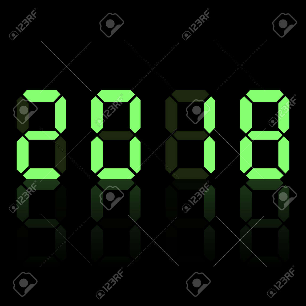 グリーン電子デジタル番号18 黒い背景に隔離されています ベクトルイラスト エプス 10 のイラスト素材 ベクタ Image