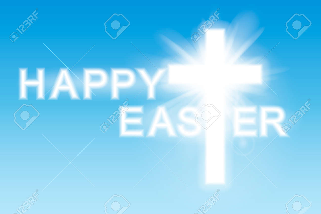 Easter background. Cross and heaven with white clouds. Vector illustration. - 166668903 Easter background. Cross and heaven with white clouds. Vector illustration. - 166668903