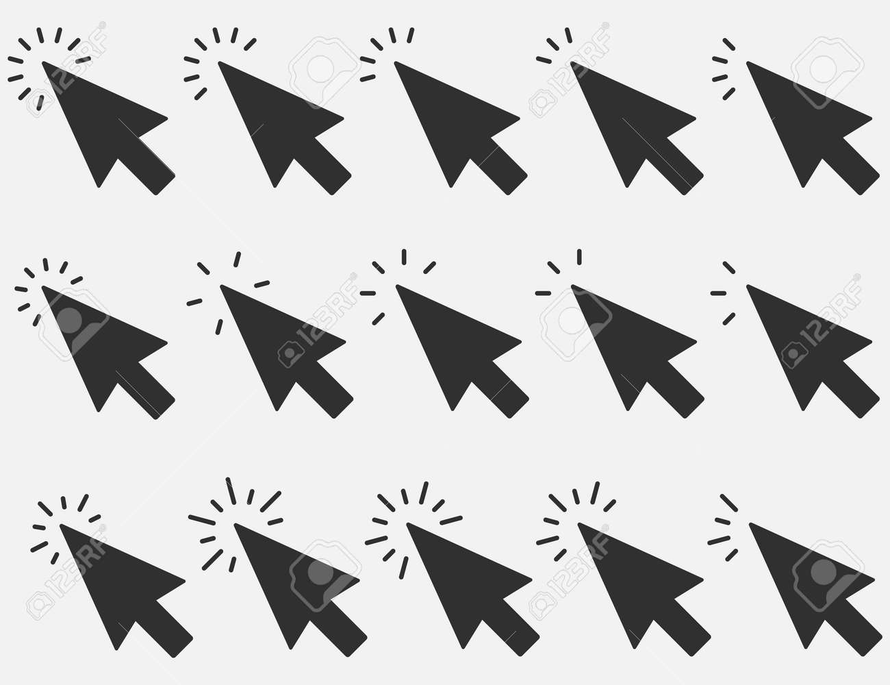 Set of Clicks icon. Cursor sign. Clicking Arrow, Mouse Cursor Symbol. Vector illustration. Eps 10. - 166654260 Set of Clicks icon. Cursor sign. Clicking Arrow, Mouse Cursor Symbol. Vector illustration. Eps 10. - 166654260