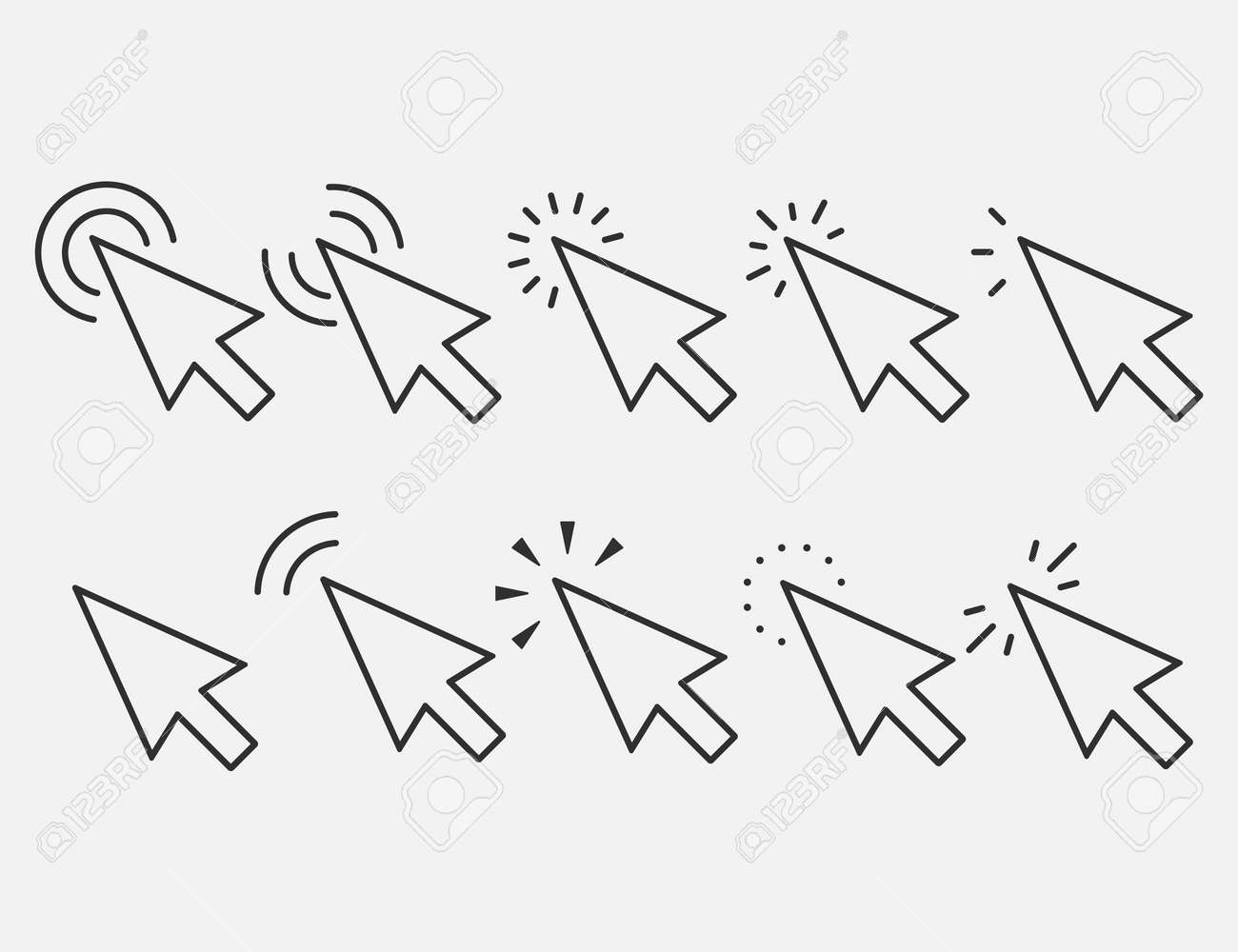 Set of Clicks icon. Cursor sign. Clicking Arrow, Mouse Cursor Symbol. Vector illustration. Eps 10. - 166654224 Set of Clicks icon. Cursor sign. Clicking Arrow, Mouse Cursor Symbol. Vector illustration. Eps 10. - 166654224