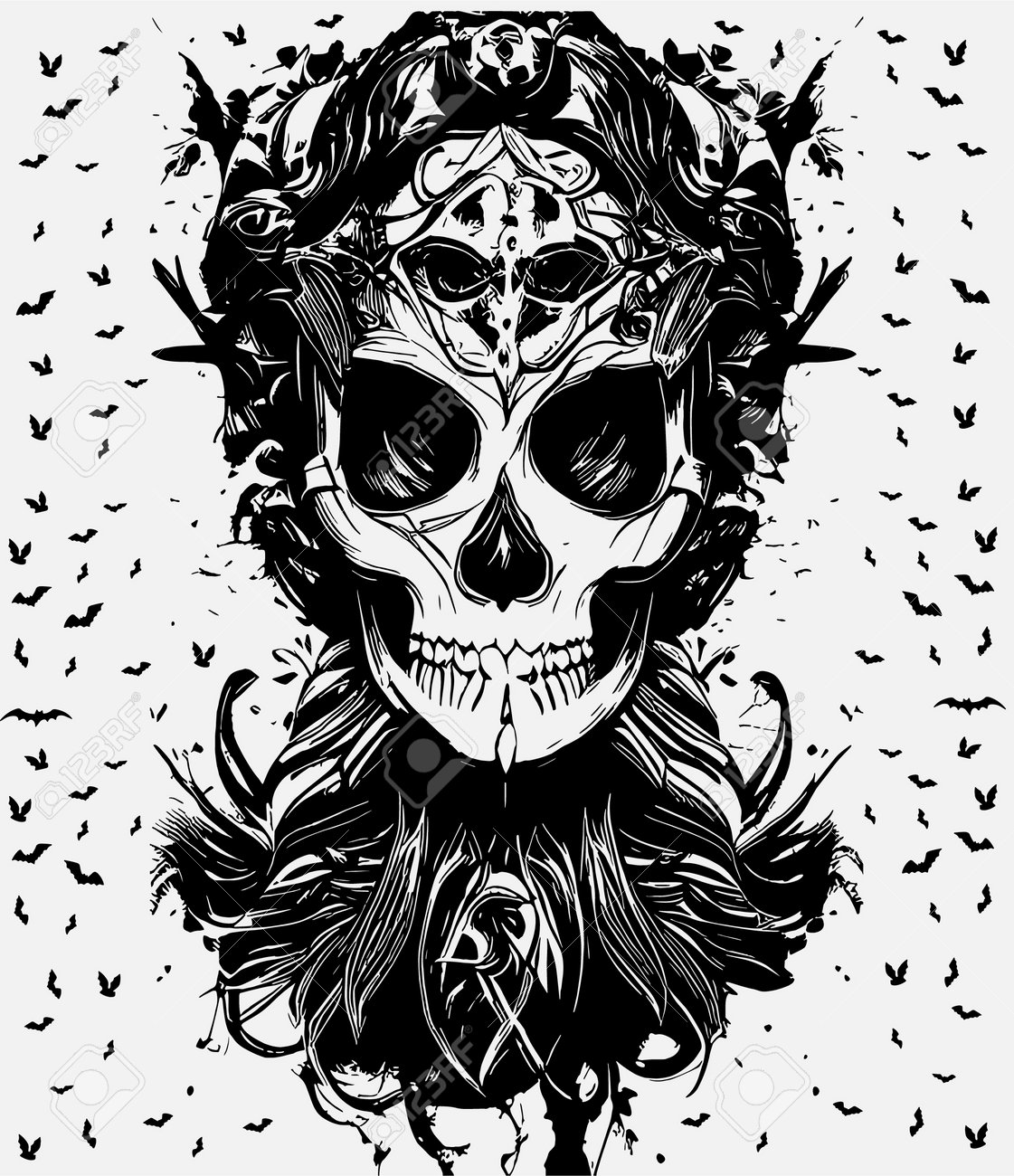Black & White Sugar Skull Tattoos Ideas