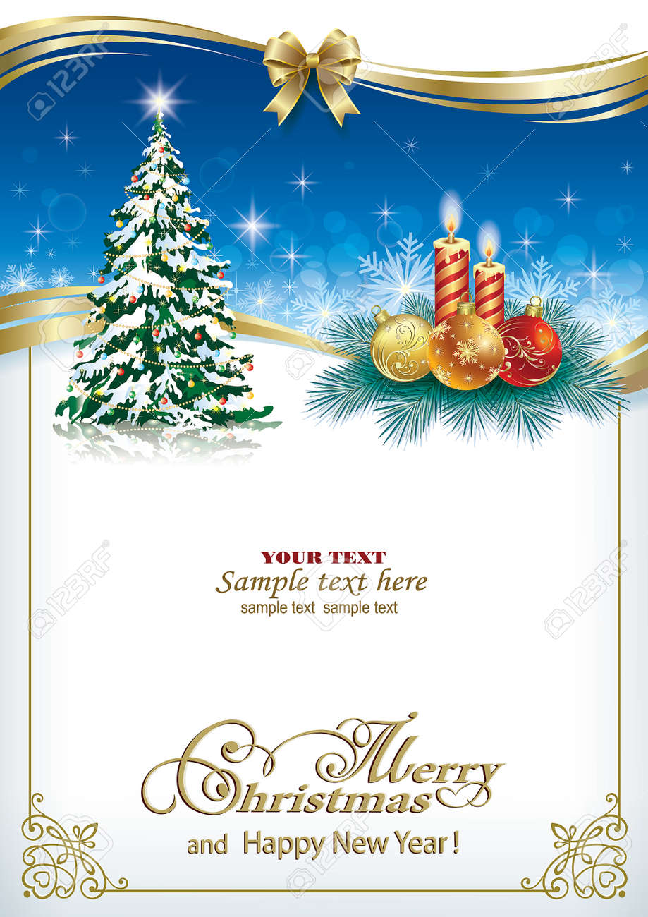 beautiful christmas card with a christmas tree and candles royalty free beautiful christmas cards