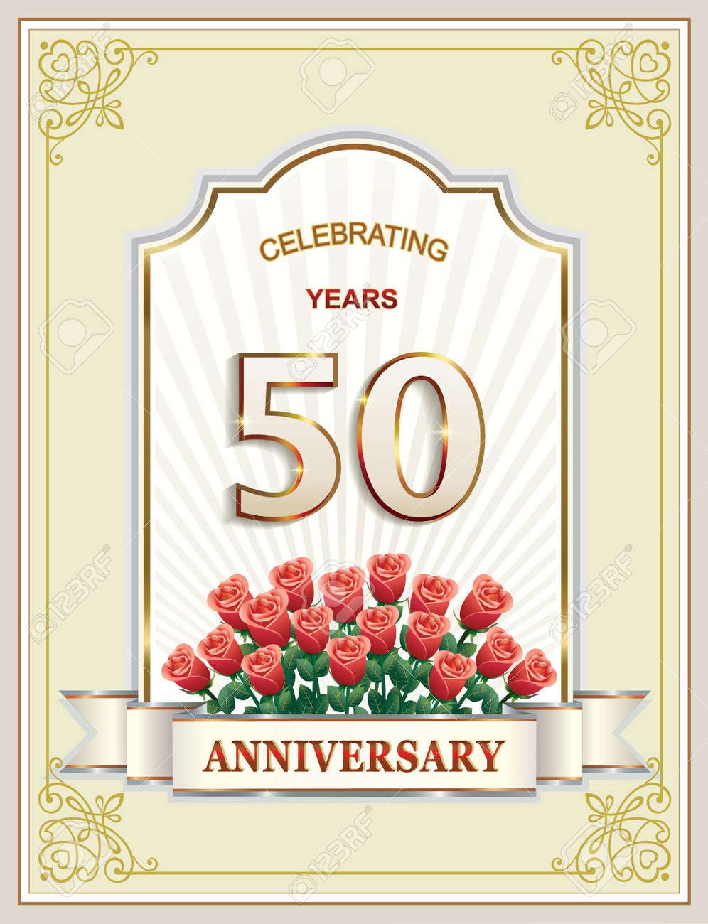 50 Years Anniversary Happy Birthday Greeting Card Royalty Free Cliparts Vectors And Stock Illustration Image 115909521