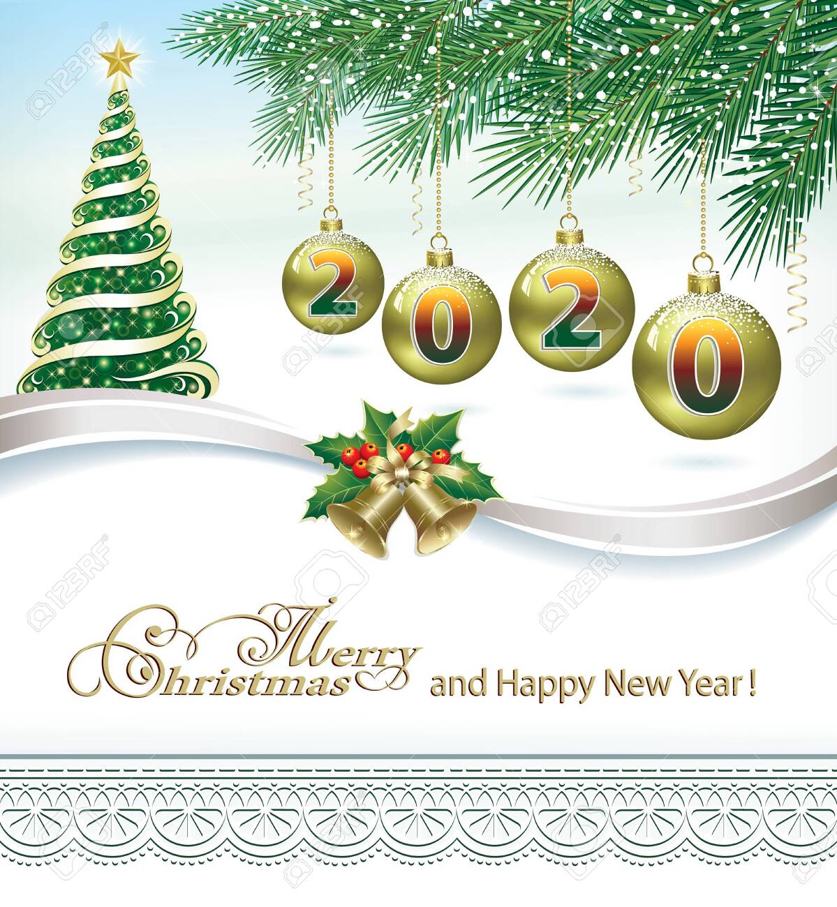 Merry Christmast and Happy New Year 2020. Christmas tree