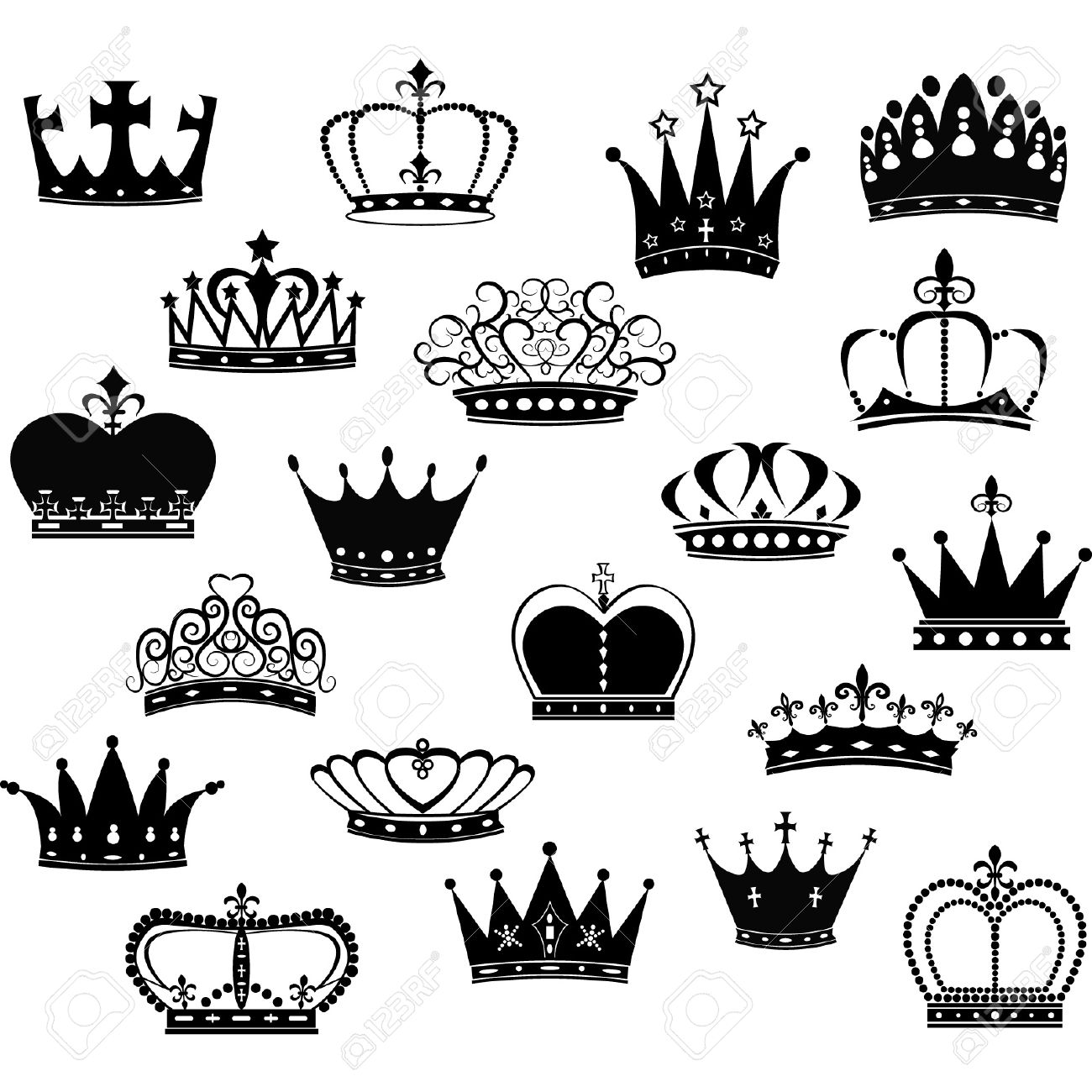 Black Crown Silhouette Collection Royalty Free Cliparts Vectors And Stock Illustration Image