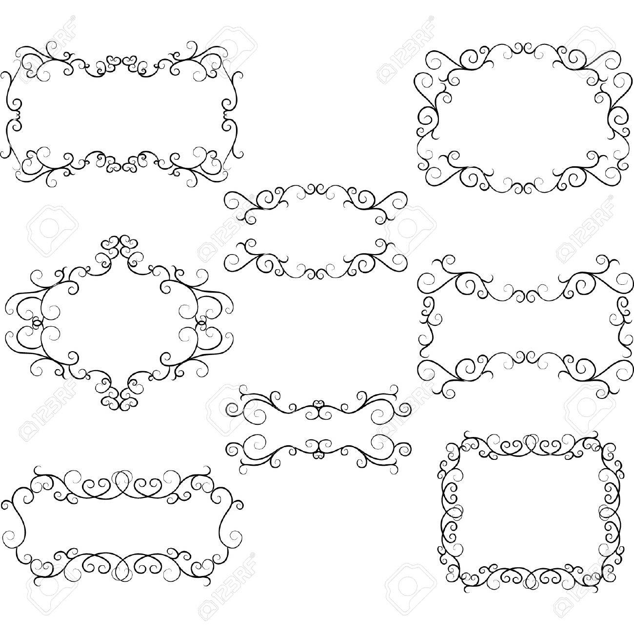 handdrawn flourish swirl border frame swirls design elements swirls designs