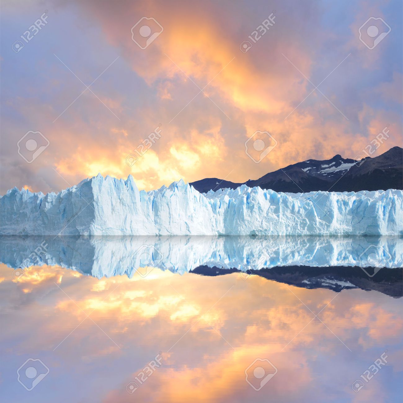 Sunset Sky Above The Glacier Perito Moreno Glacier Stock Photo, Picture and  Royalty Free Image. Image 23917110., image size:1300x1300