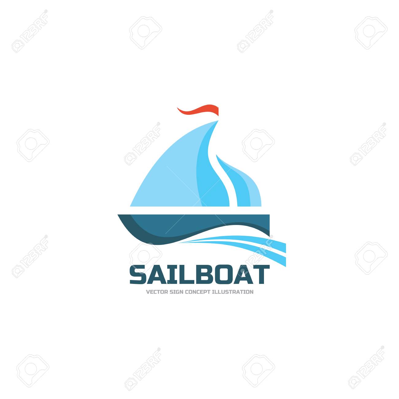 sailboat vector logo concept illustration ship sign sea trip