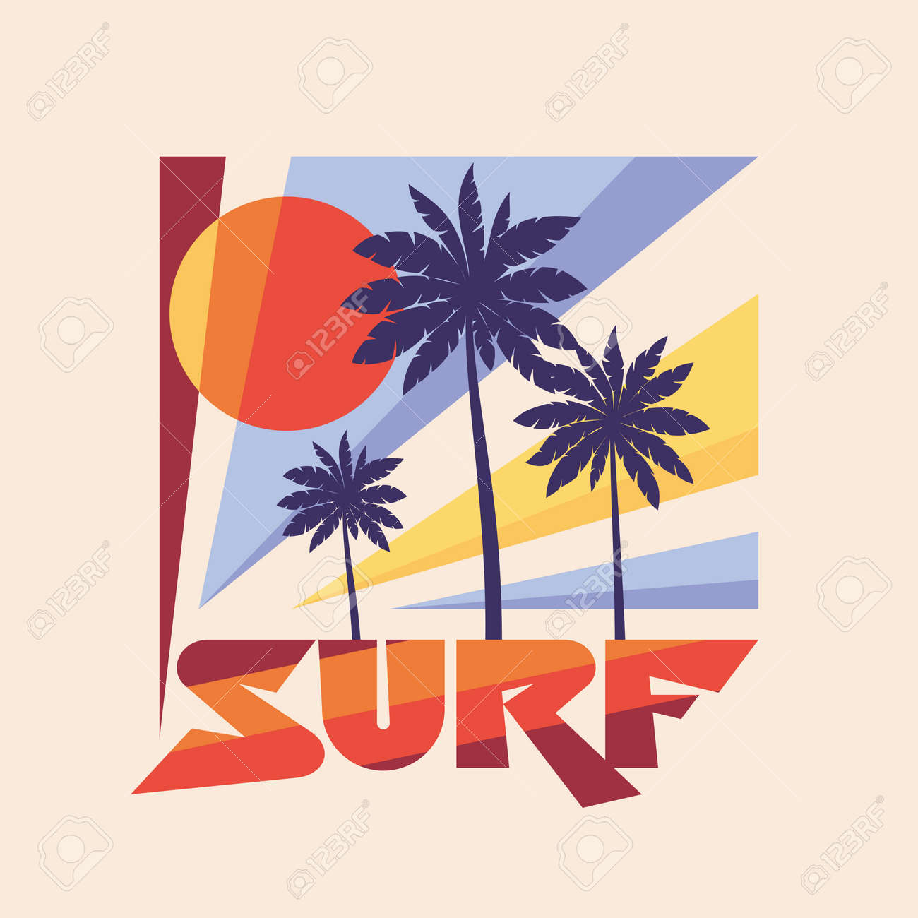 T Shirt And Print Print Production Palms Sun Illustration Royalty Free Cliparts Vectors And Stock Illustration Image 117509972