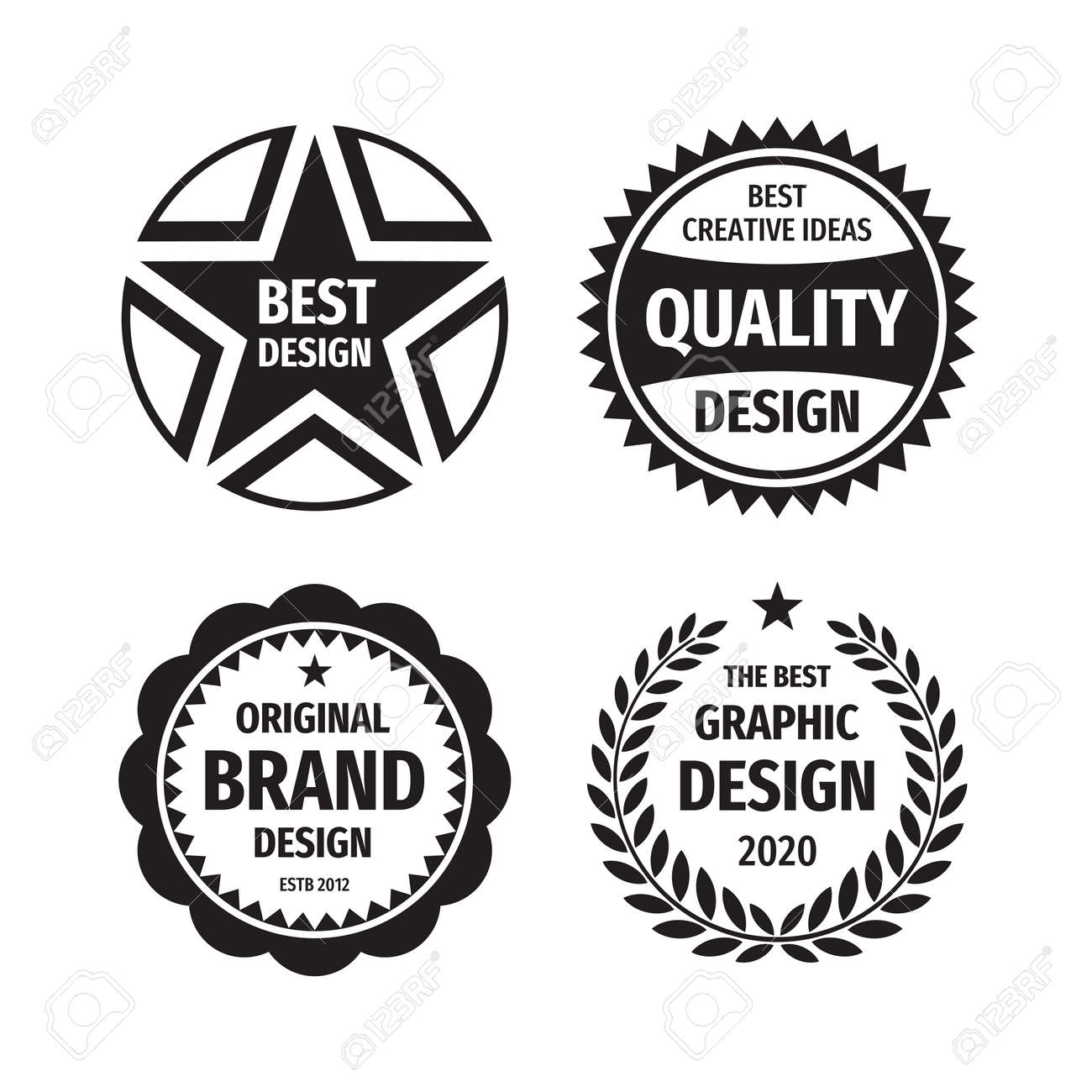 Design Graphic Badge Logo Vector Set In Retro Vintage Style