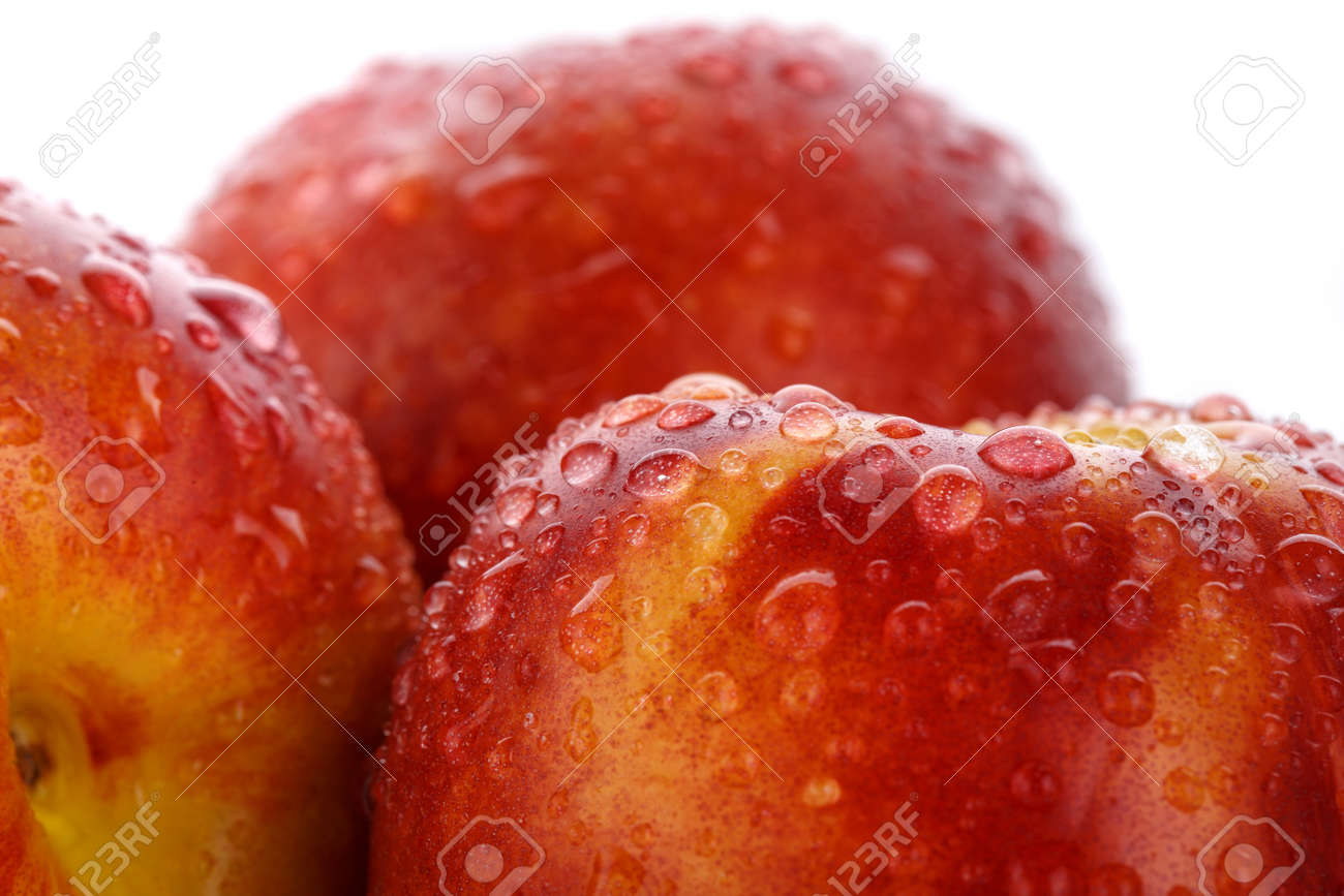 Peaches. Wet Fruits Head Isolated On White Background Stock Photo, Picture  and Royalty Free Image. Image 97752412.