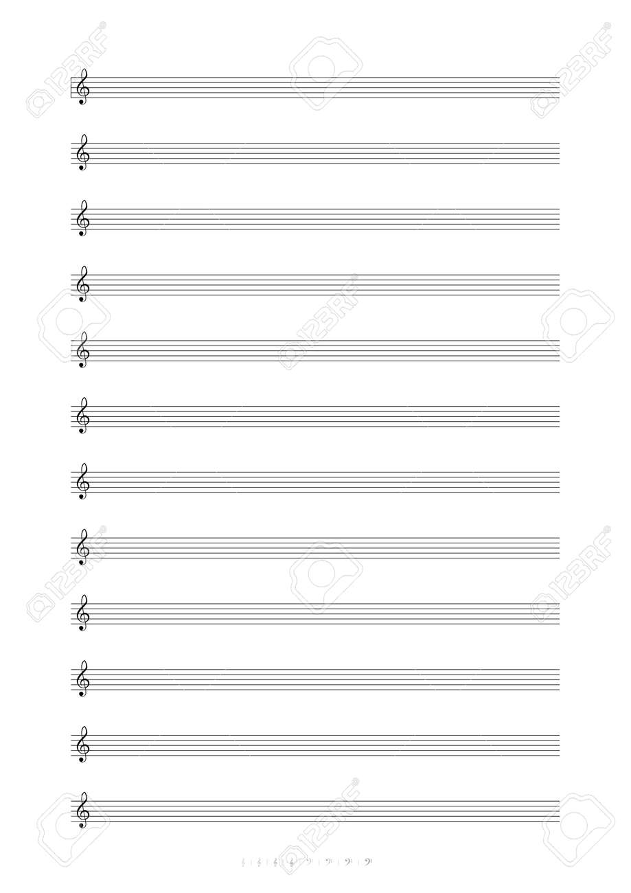 blank a4 music notes with treble clef vector illustartion blank treble clef