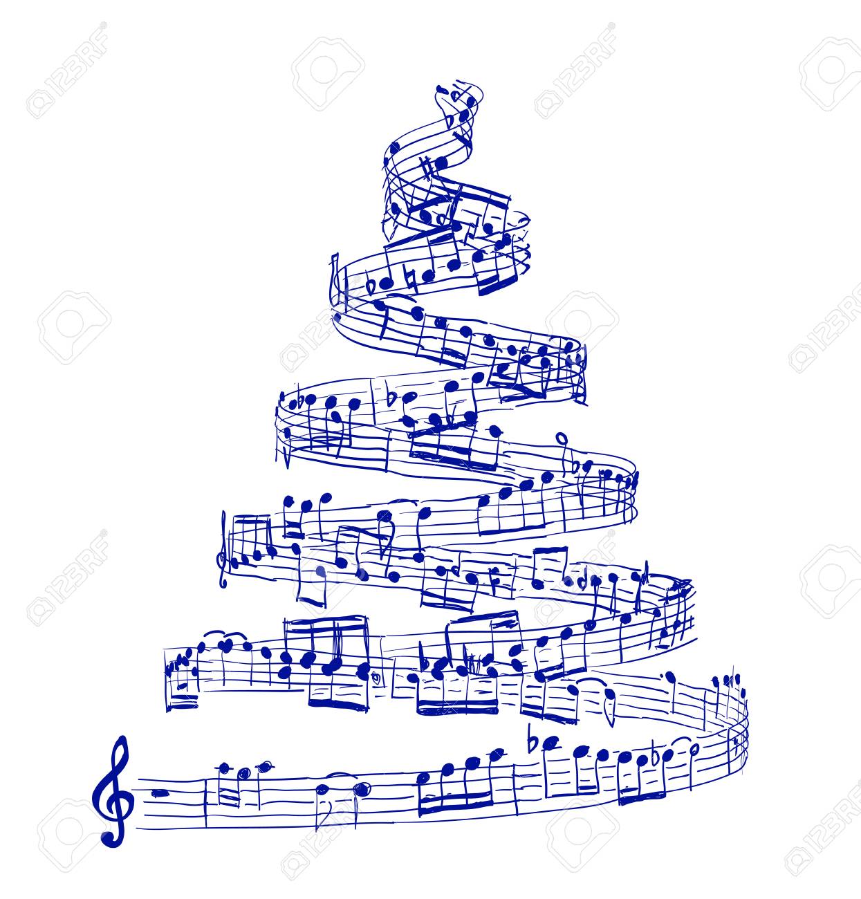christmas tree from music notes vector illustration chrismas notes