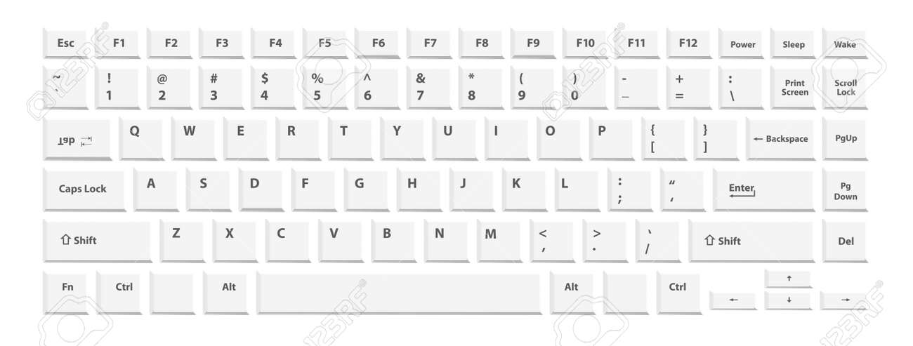 白い背景にラップトップやコンピュータ用の白いキーボード のイラスト素材 ベクタ Image