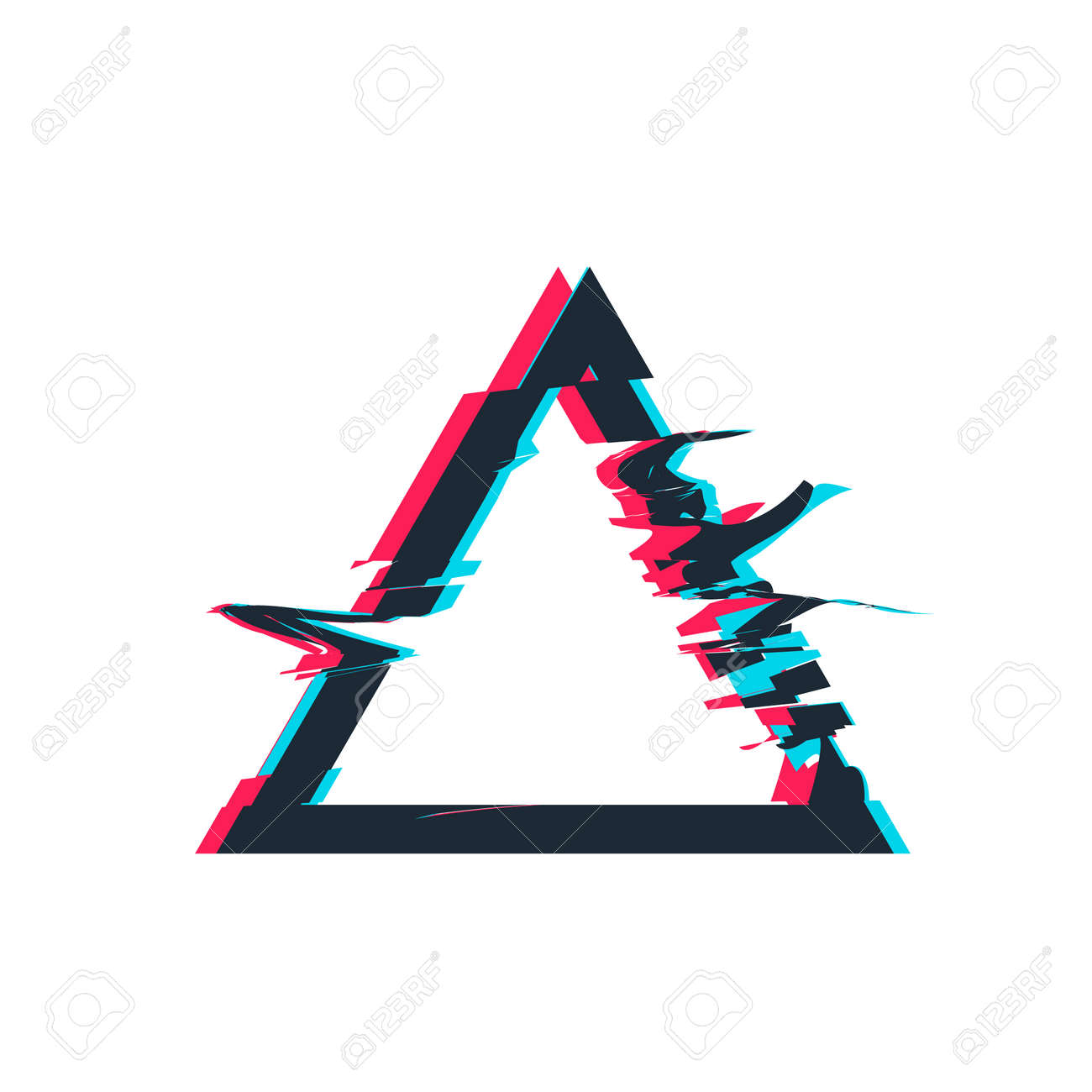 グリッチディストーションフレーム ベクトル三角形のイラストのイラスト素材 ベクタ Image