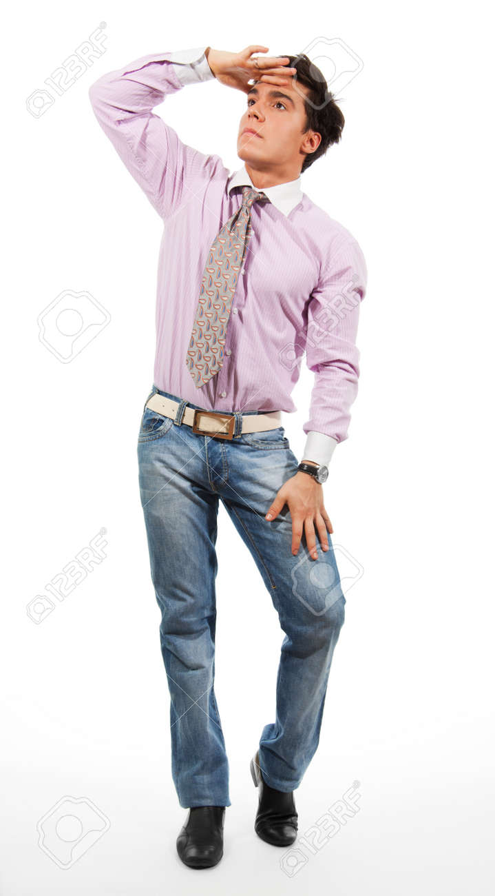 man wearing jeans