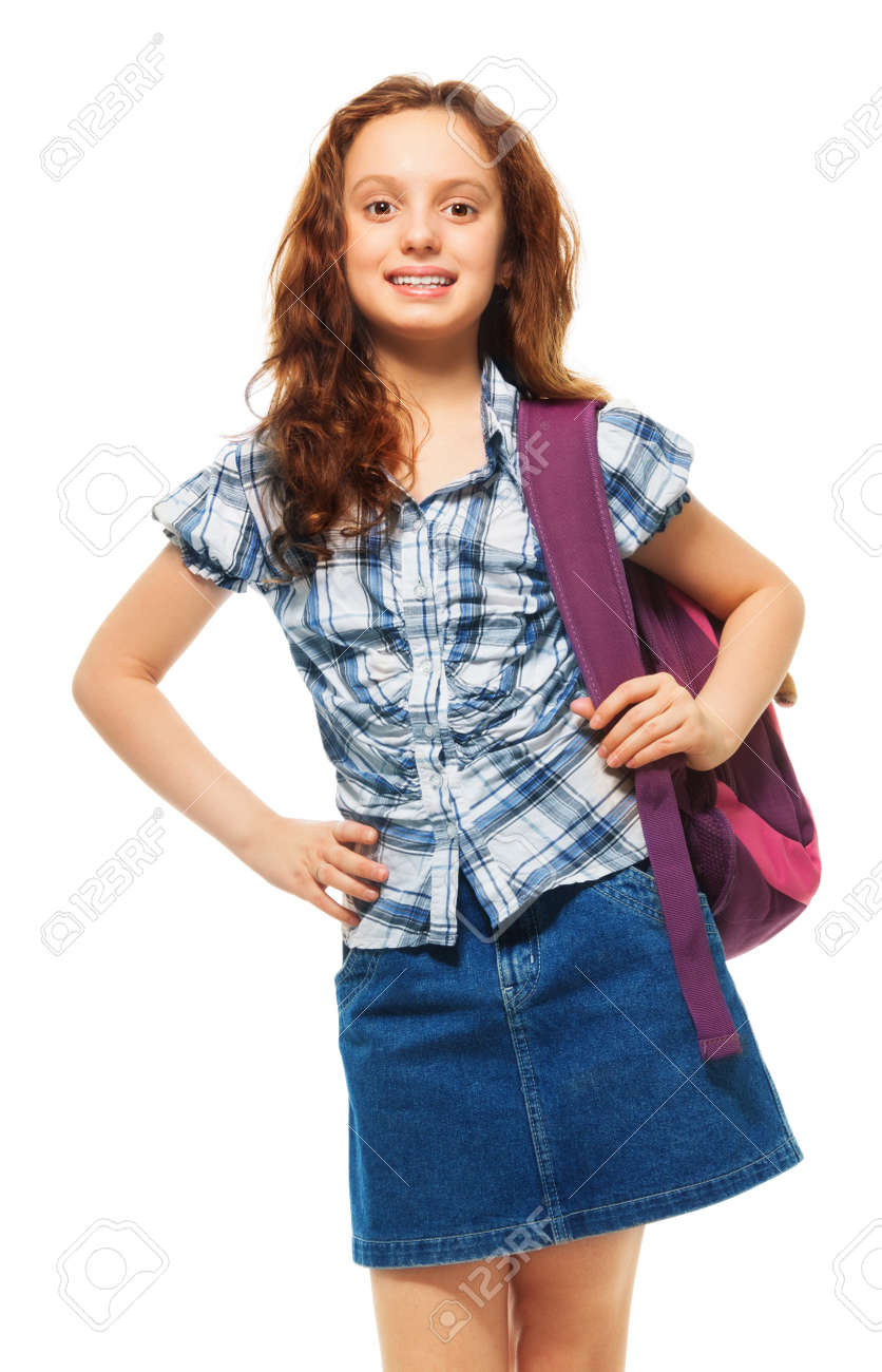 Portrait De Heureux Souriant Confiant Fille De 12 Ans Aux