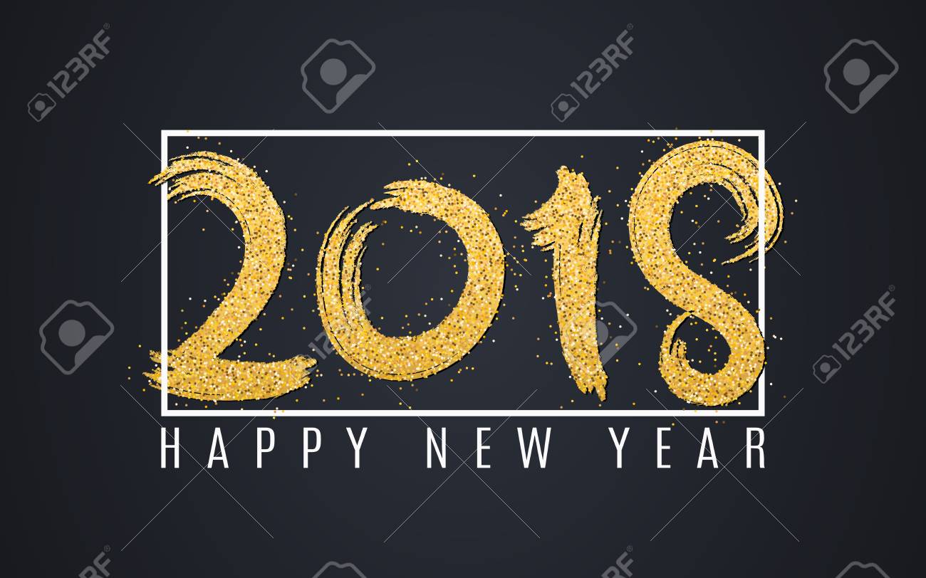 Feliz Ano Novo 2018 Numeros De Brilhos Dourados Sobre Um Fundo Escuro Quadro Branco Fundo Abstrato Para Seus Projetos Estilo Grunge Ilustracao Vetorial Ilustraciones Vectoriales Clip Art Vectorizado Libre De Derechos Image 92201678