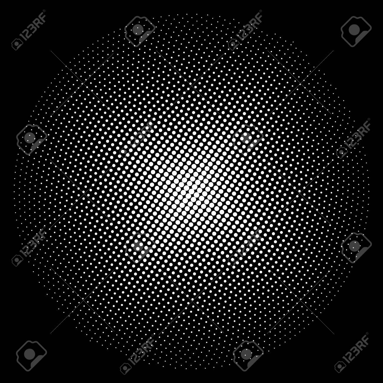 Vettoriale Cerchio Bianco Di Punti Su Sfondo Nero Pop Art Concept Stile Retro Illustrazione Vettoriale In Bianco E Nero Image 75395799