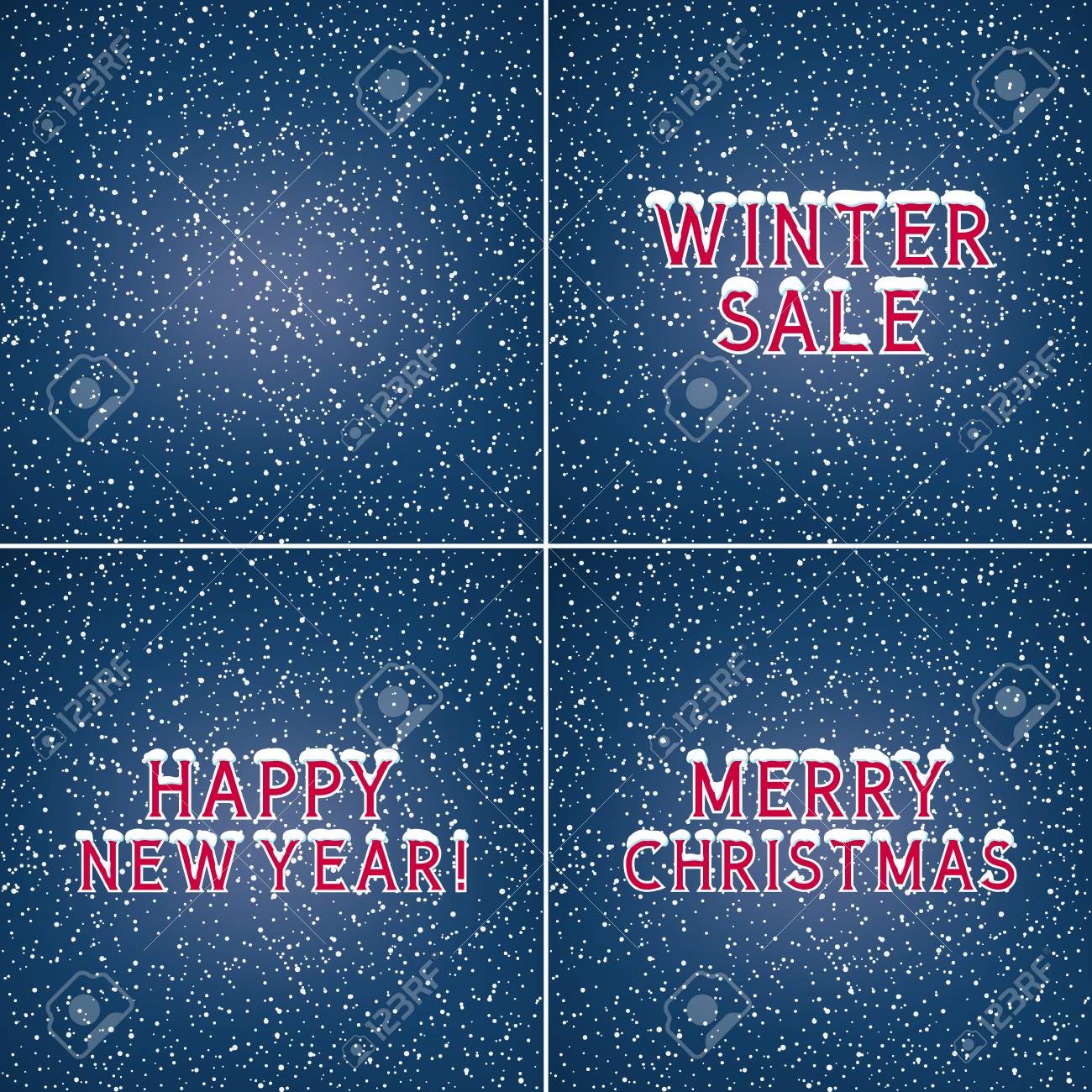 set of holiday winter backgrounds snow on the letters winter letters backgrounds