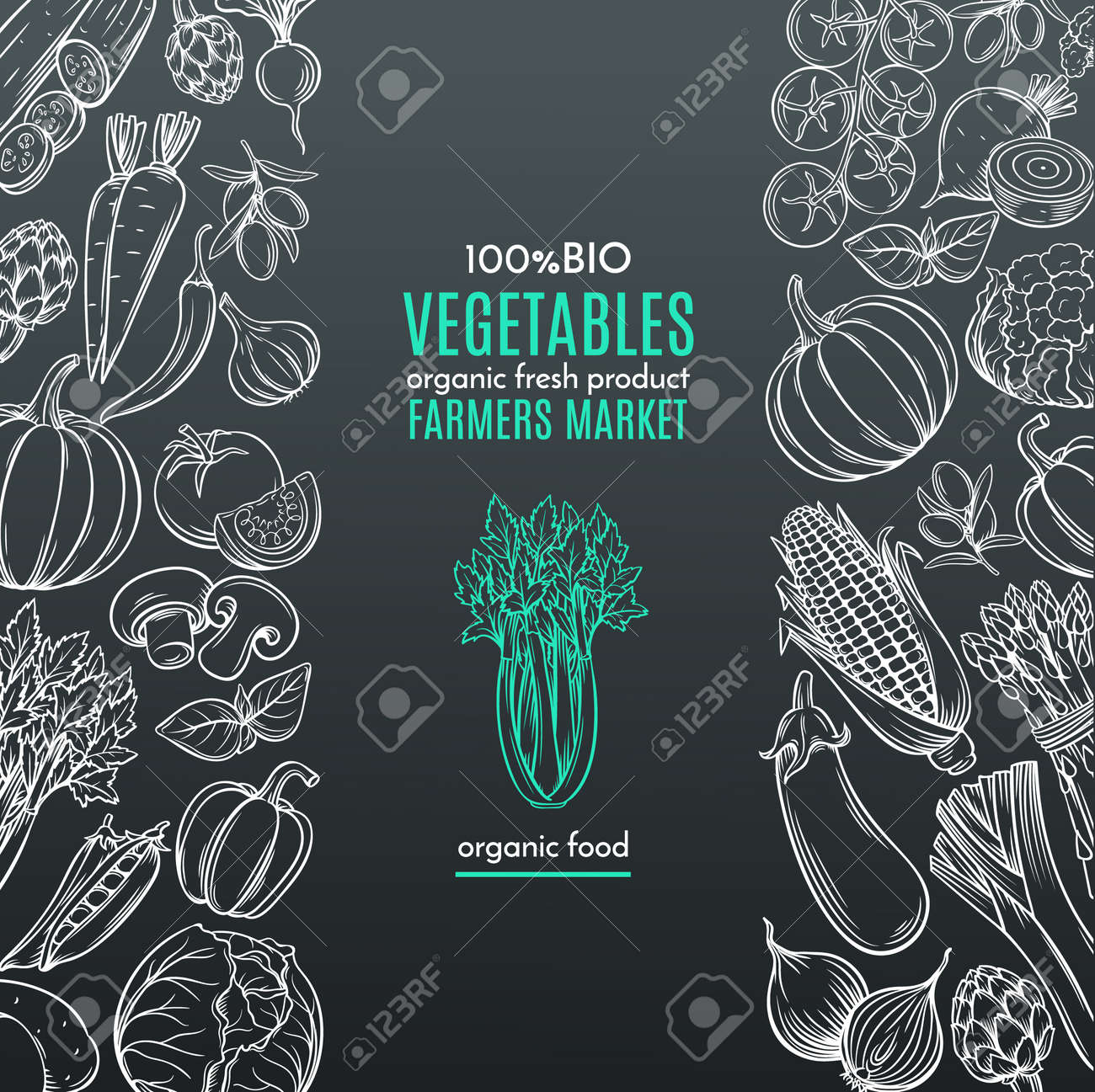 poster template borders with hand drawn vegetables for farmers free poster borders