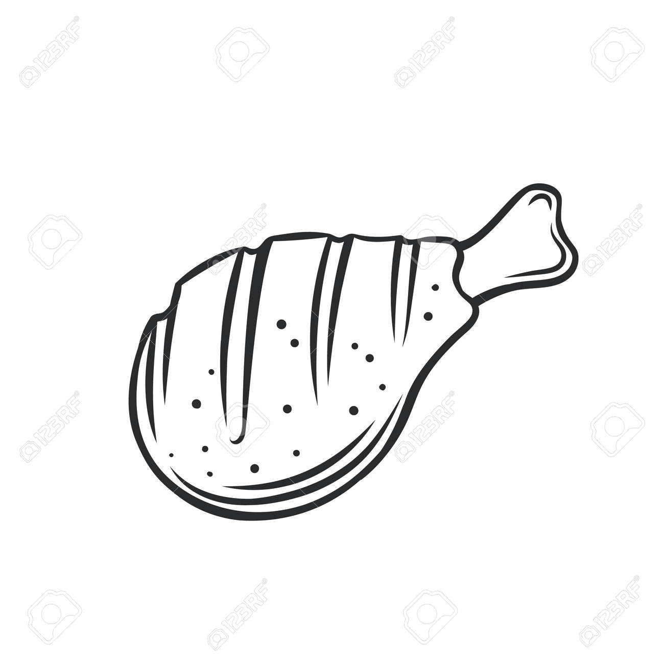 Grilled Chicken Drumstick Vector Illustration. BBQ Food Icon Stock  Illustration - Illustration of meat, icon: 324860809, image size:1300x1300