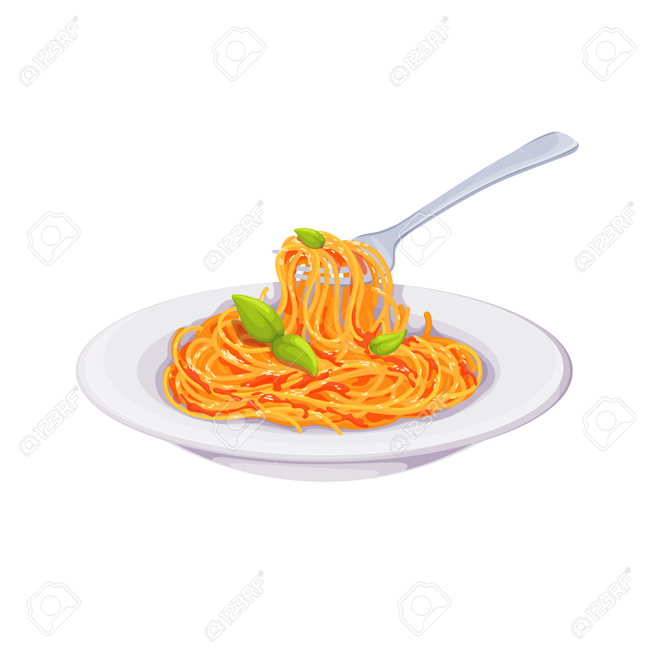 Italian Pasta With Tomato Red Sauce And Basil Leaf, Isolated Glass Bowl  With Spaghetti Royalty Free SVG, Cliparts, Vectors, and Stock Illustration.  Image 191113352.