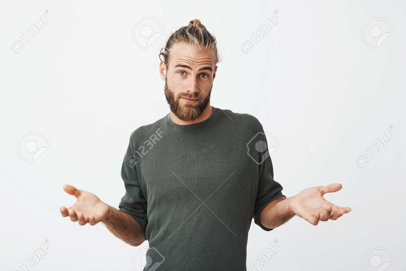 Good Looking Unshaved Mature Guy With Stylish Haircut In Grey