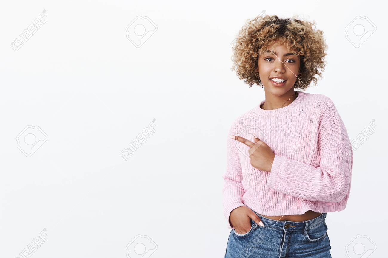 Carefree Good Looking African American Girl With Curly Haircut