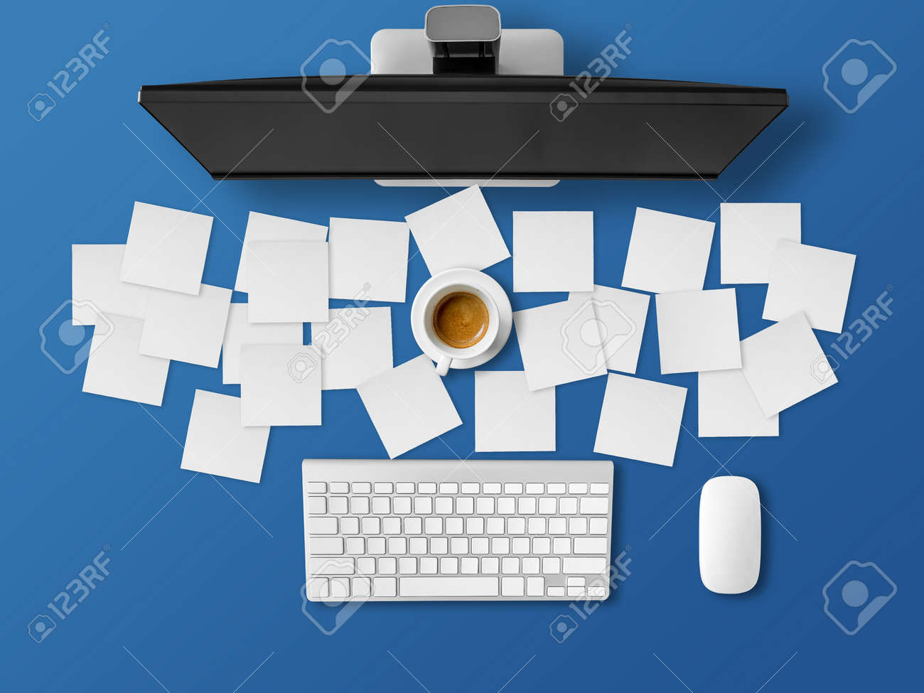 Busy Office Desk With A Lot Of Note Papers Of Work Stock Photo Picture And Royalty Free Image Image 80180097
